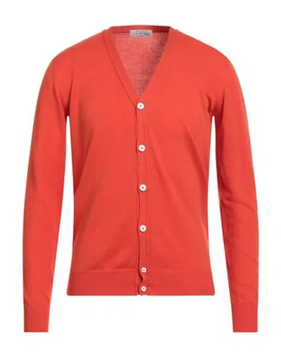 Grifoni Man Cardigan Tomato Red Size 38 Cotton In Orange
