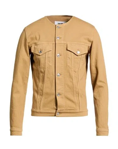Grifoni Man Denim Outerwear Camel Size 40 Cotton, Elastane In Gray
