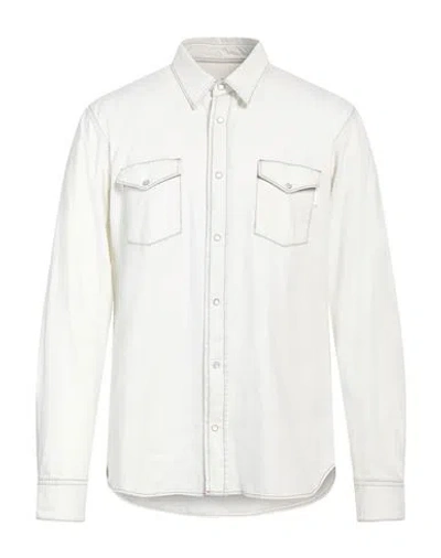 Grifoni Man Denim Shirt Off White Size 40 Cotton In Multi