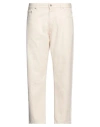 Grifoni Man Denim Pants Ivory Size 34 Cotton In White