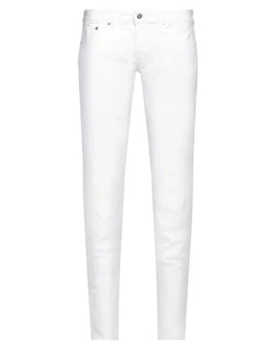 Grifoni Man Jeans White Size 35 Cotton, Elastane