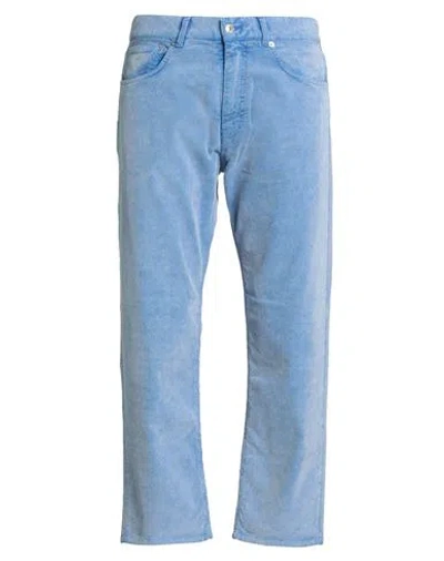 Grifoni Man Pants Azure Size 33 Cotton, Elastane In Blue