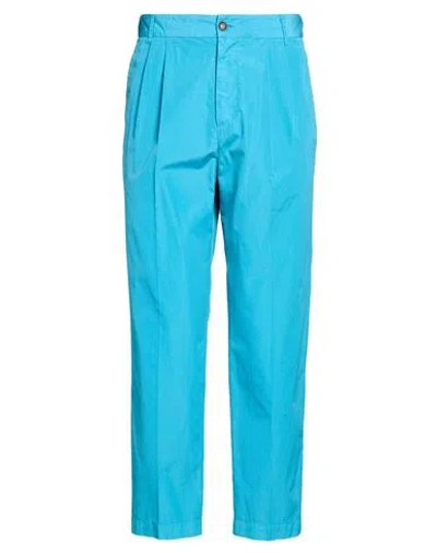 Grifoni Man Pants Azure Size 34 Cotton In Blue