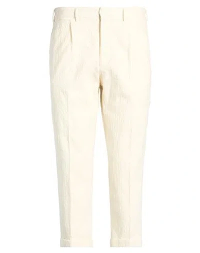 Grifoni Man Pants Ivory Size 38 Cotton, Virgin Wool In Multi