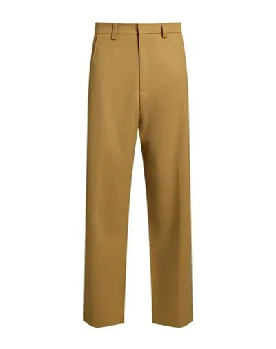 Grifoni Man Pants Mustard Size 34 Polyester, Virgin Wool, Elastane In Yellow
