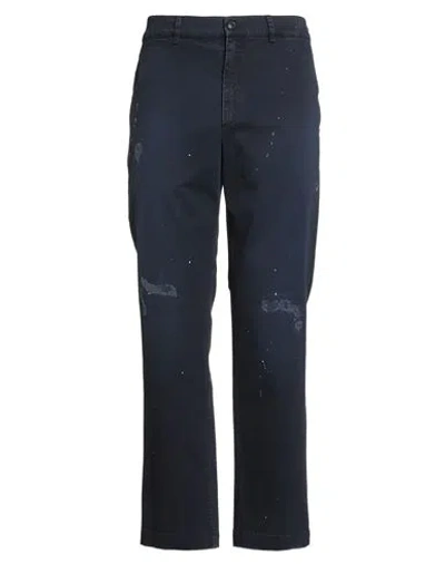 Grifoni Man Pants Navy Size 34 Cotton, Elastane In Blue