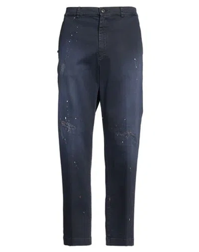 Grifoni Man Pants Navy Size 38 Cotton, Elastane