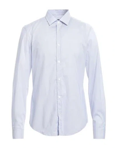 Grifoni Man Shirt Azure Size 16 Cotton, Polyamide, Elastane In Blue