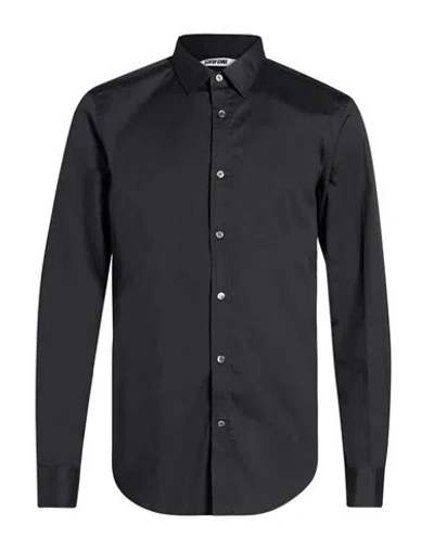 Grifoni Man Shirt Black Size 15 ¾ Cotton, Polyamide, Elastane In Multi