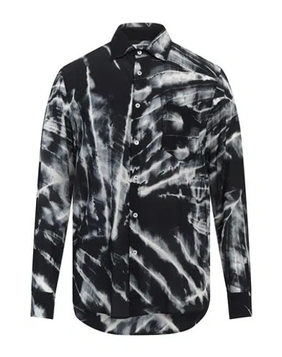 Grifoni Man Shirt Black Size 36 Silk In Animal Print