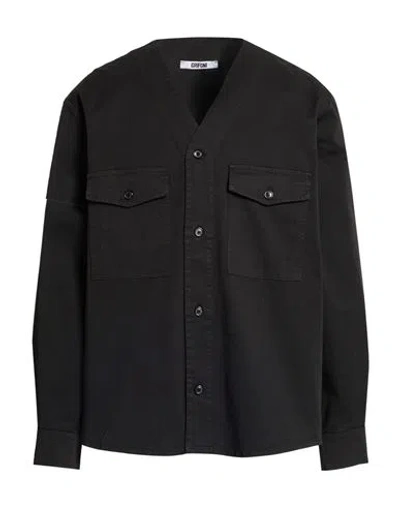 Grifoni Man Shirt Black Size 38 Cotton, Elastane
