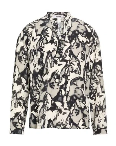 Grifoni Man Shirt Grey Size 40 Silk In Multi