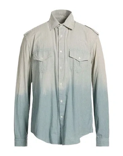 Grifoni Man Shirt Grey Size 42 Cotton In Blue