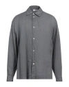 Grifoni Man Shirt Grey Size 42 Linen In Grey