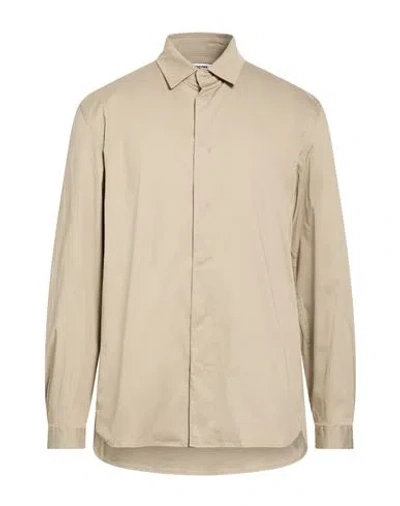 Grifoni Man Shirt Khaki Size 42 Cotton, Polyamide, Elastane In Brown