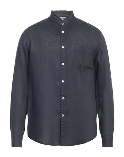 Grifoni Man Shirt Navy Blue Size 36 Linen In Navy Blue