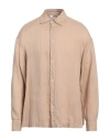 Grifoni Man Shirt Sand Size 42 Linen In Beige
