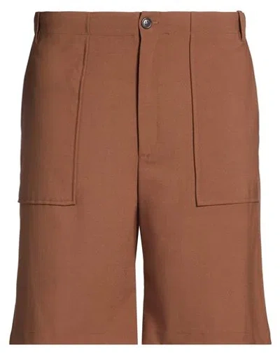 Grifoni Man Shorts & Bermuda Shorts Brown Size 38 Polyester, Virgin Wool, Elastane
