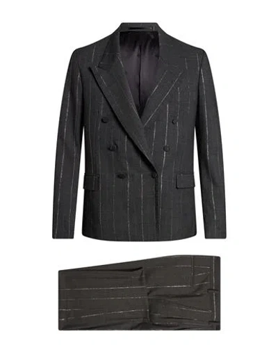 Grifoni Man Suit Charcoal Size 38 Polyester, Virgin Wool, Elastane In Grey