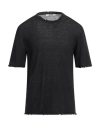 Grifoni Man Sweater Black Size 38 Linen, Cotton In Black