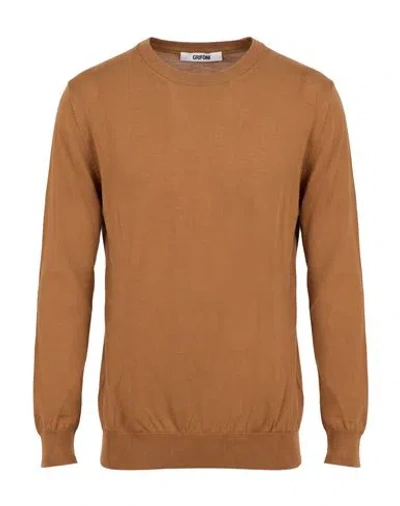 Grifoni Man Sweater Camel Size 38 Cotton In Beige