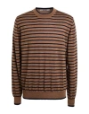 Grifoni Man Sweater Camel Size 42 Virgin Wool