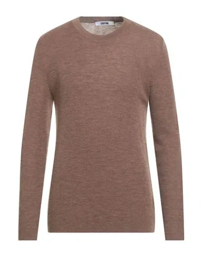 Grifoni Man Sweater Camel Size 42 Virgin Wool In Brown