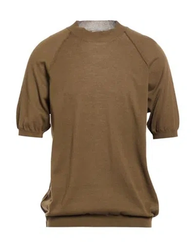 Grifoni Man Sweater Military Green Size 42 Cotton In Brown