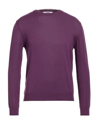 Grifoni Man Sweater Plum Size 36 Cotton In Purple