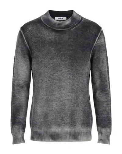 Grifoni Man Turtleneck Black Size 36 Wool, Polyamide In Gray