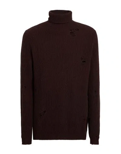Grifoni Man Turtleneck Dark Brown Size 38 Virgin Wool