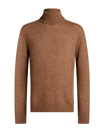 Grifoni Man Turtleneck Light Brown Size 44 Cashmere, Silk, Polyamide In Sand