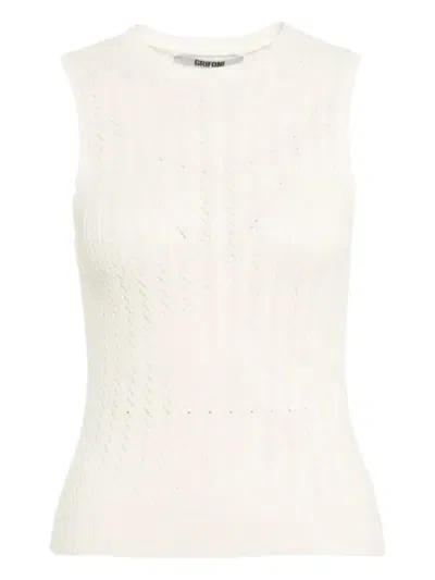 Grifoni Open-knit Sleeveless Tank Top In White