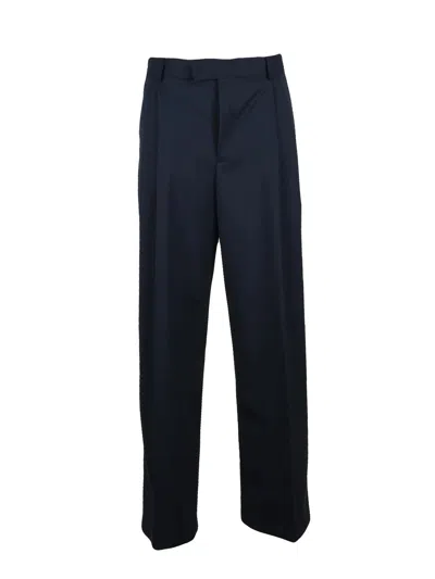 Grifoni Pleated Wide Leg Trousers With Structured Fabric In Black