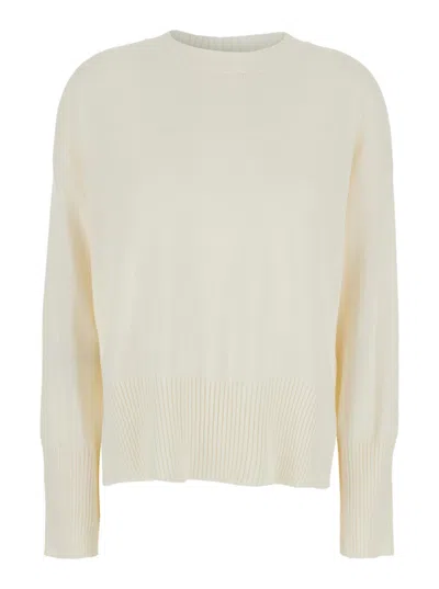 Grifoni Relaxed Fit Oversized Sweater With Ribbed Detailing In White