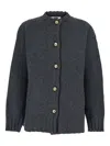 Grifoni Ribbed-trim Button-up Cardigan In Gray