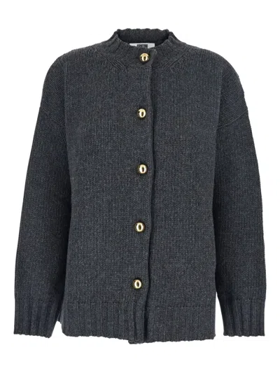 GRIFONI RIBBED-TRIM BUTTON-UP CARDIGAN