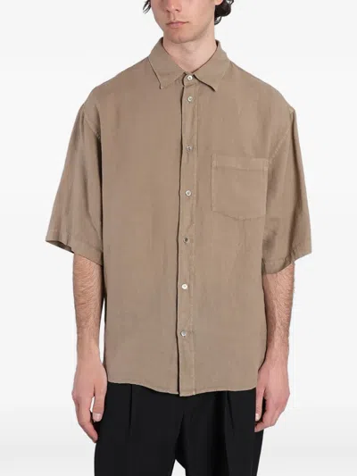 Grifoni Short-sleeve Chest-pocket Shirt In Brown