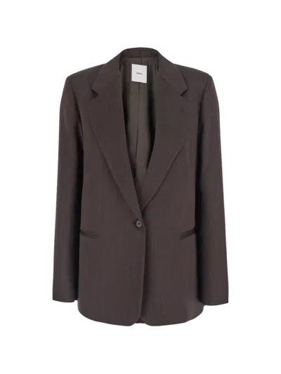 Grifoni Virgin Wool And Viscose Blazer In Brown
