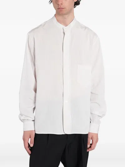 Grifoni Striped Band-collar Shirt In White