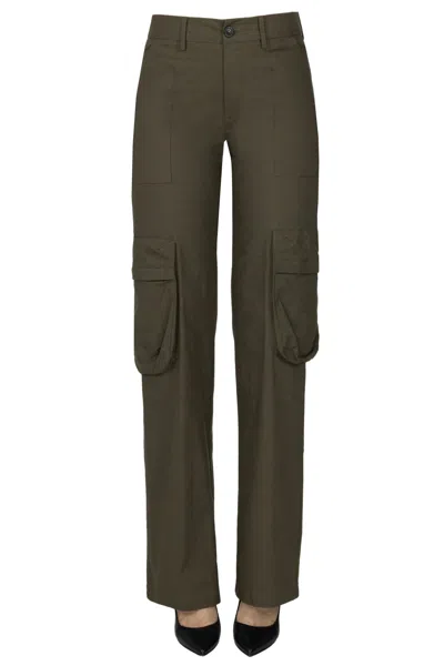 Grifoni Textured Cargo Trousers In Green