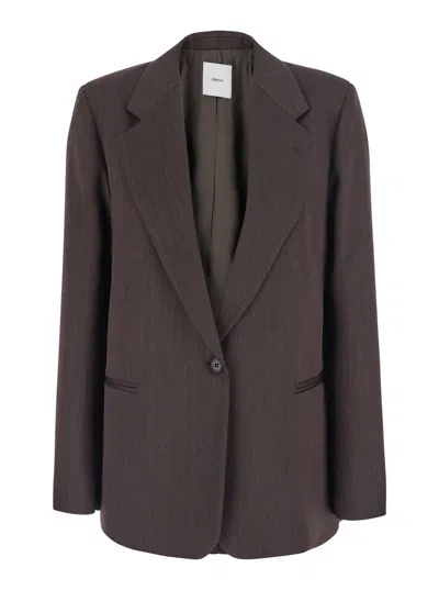 Grifoni Virgin Wool And Viscose Blazer In Brown
