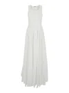 Grifoni White Long Sleeveless Dress With Draped Details