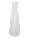 Grifoni White Long Sleeveless Dress With Draped Details In White
