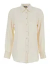 Grifoni White Shirt With Classic Collar And Buttoned Cuffs In Cotton Blend Woman In Neutral