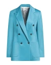 Grifoni Woman Blazer Azure Size 6 Cotton, Elastane In Blue