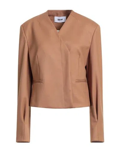 Grifoni Woman Blazer Camel Size 10 Polyester, Virgin Wool, Elastane In Neutral