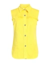 Grifoni Woman Denim Shirt Yellow Size 8 Cotton, Elastane