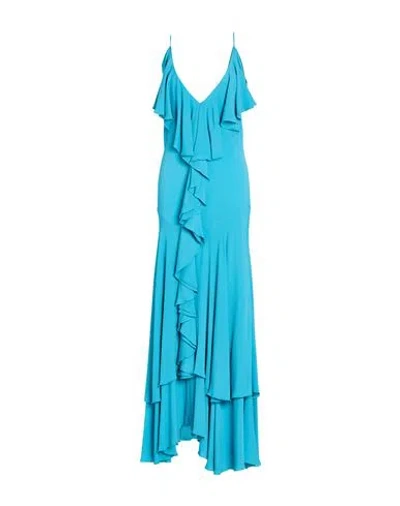 Grifoni Woman Midi Dress Azure Size 4 Acetate, Silk In Blue