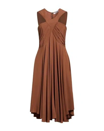Grifoni Woman Midi Dress Brown Size 8 Acetate, Silk